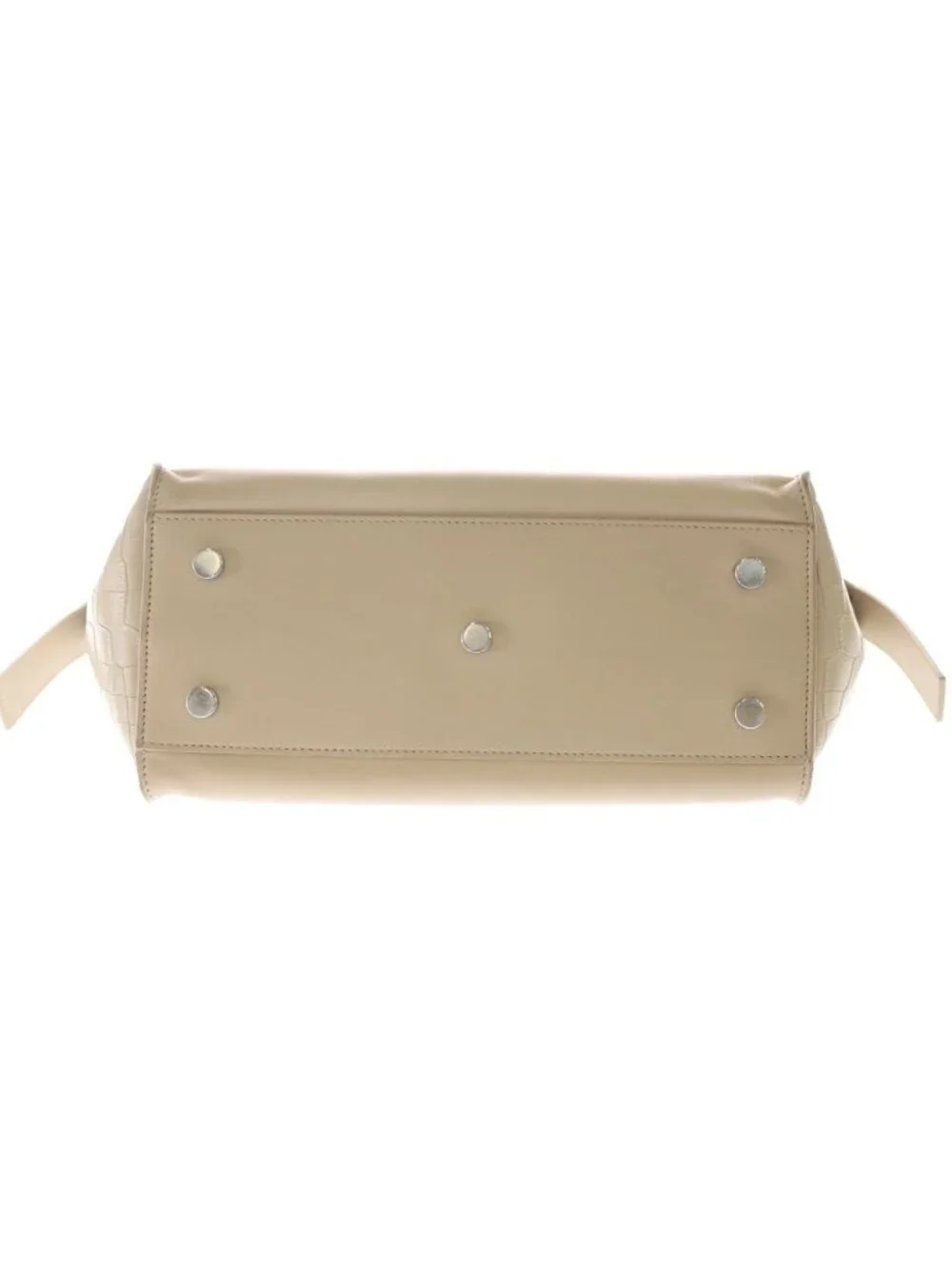 Saint Laurent Paris Baby Downtown Cabas 2-Way Shoulder Bag Beige Leather Silver